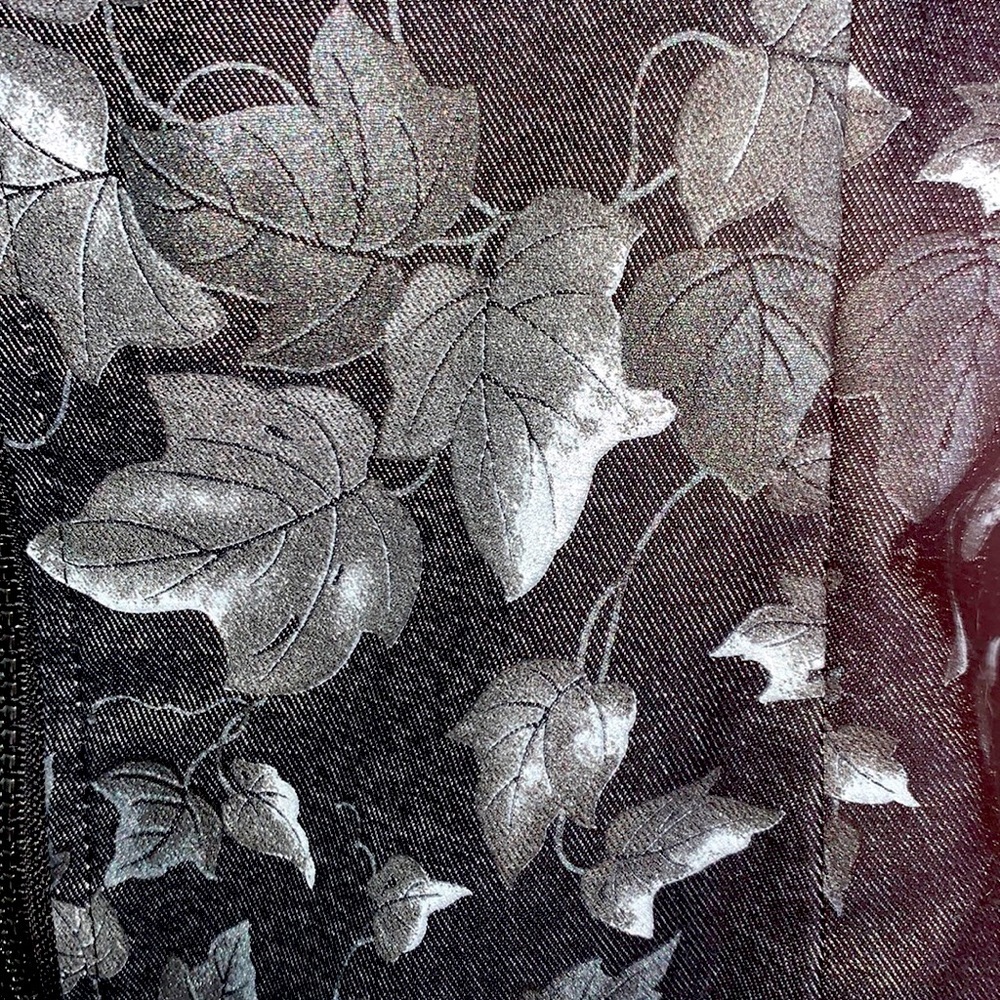 CLARA S by CLARA SUNWOO Grey denim jacket, light weight, stencil leaves. S - Picture 5 of 16